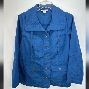 Coldwater Creek ripstop cargo jacket in marine blue size 16